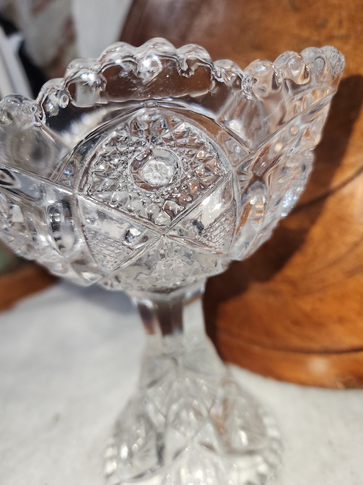 Vintage Imperial Crystal Compote Trinket Candy Dish 5" diameter gl112