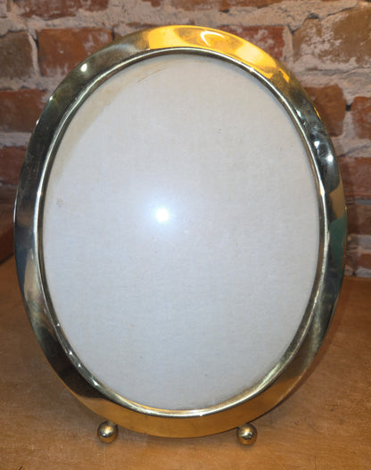 Vintage Brass Footed Oval Photo Frame