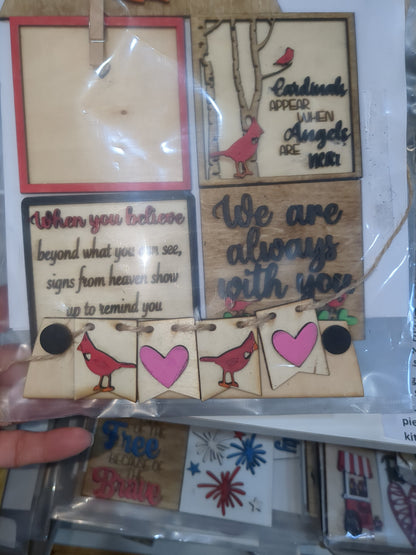 Cardinals and Memorial Insert Kit for Interchangeable Frame Can Fit Arch, Rectangle, or Square Frame FRAMES SOLD SEPARATELY