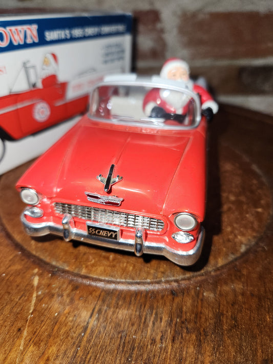 Vintage Liberty Classics Red Crown Gasoline Santa's 1955 Chevy Convertible 1/25th Scale Limited Edition Die Cast Metal. Coin Bank. 1994 car12