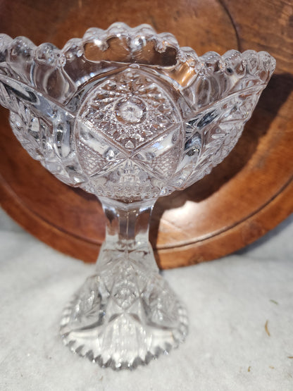 Vintage Imperial Crystal Compote Trinket Candy Dish 5" diameter gl112
