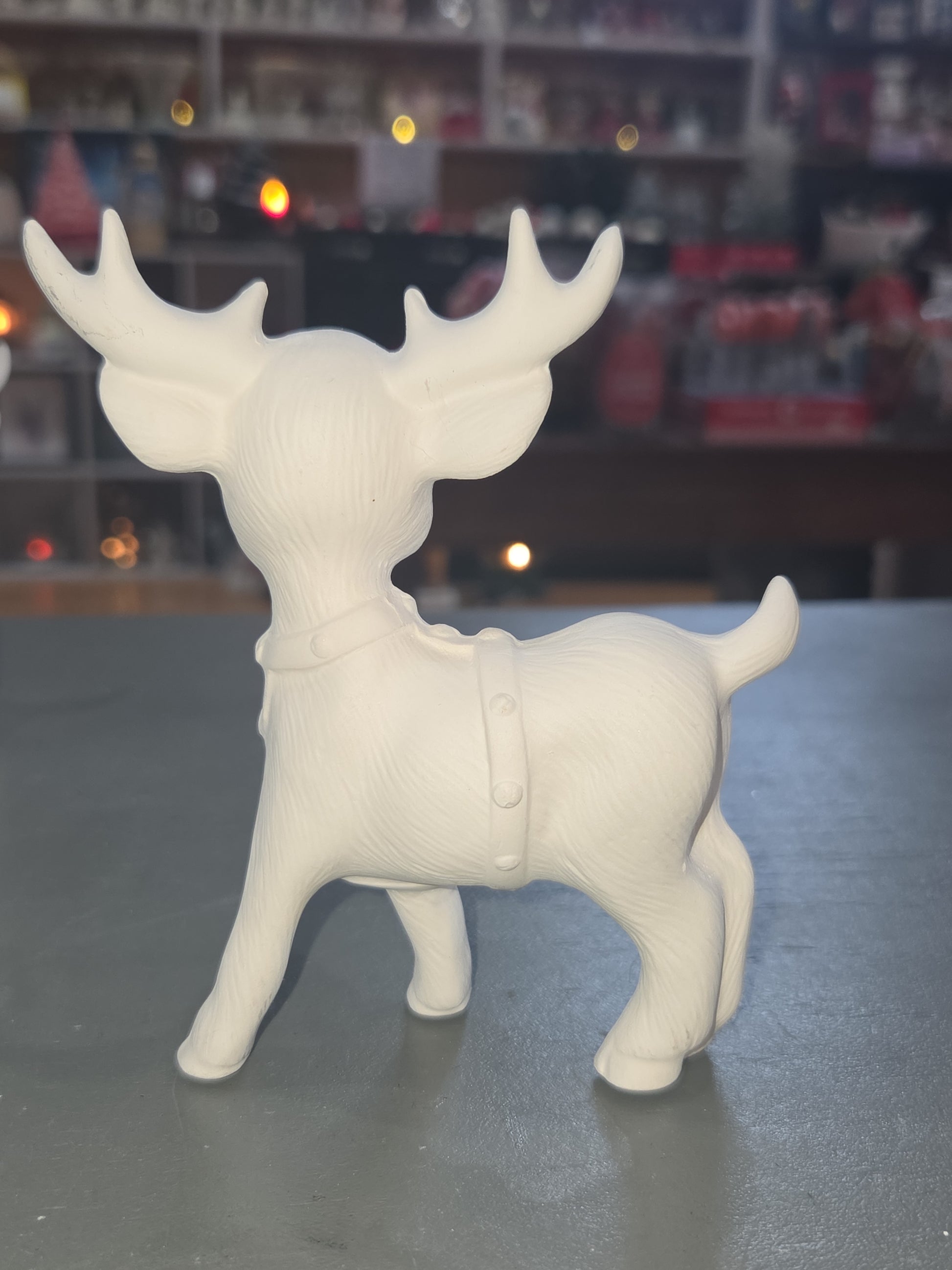 Unpainted Ceramic Softy Reindeer DIY Ready to Paint Set of Seven 4" to 5" tall