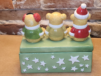 Houston Harvest Three Bears Ceramic Box Winter Stars tb76
