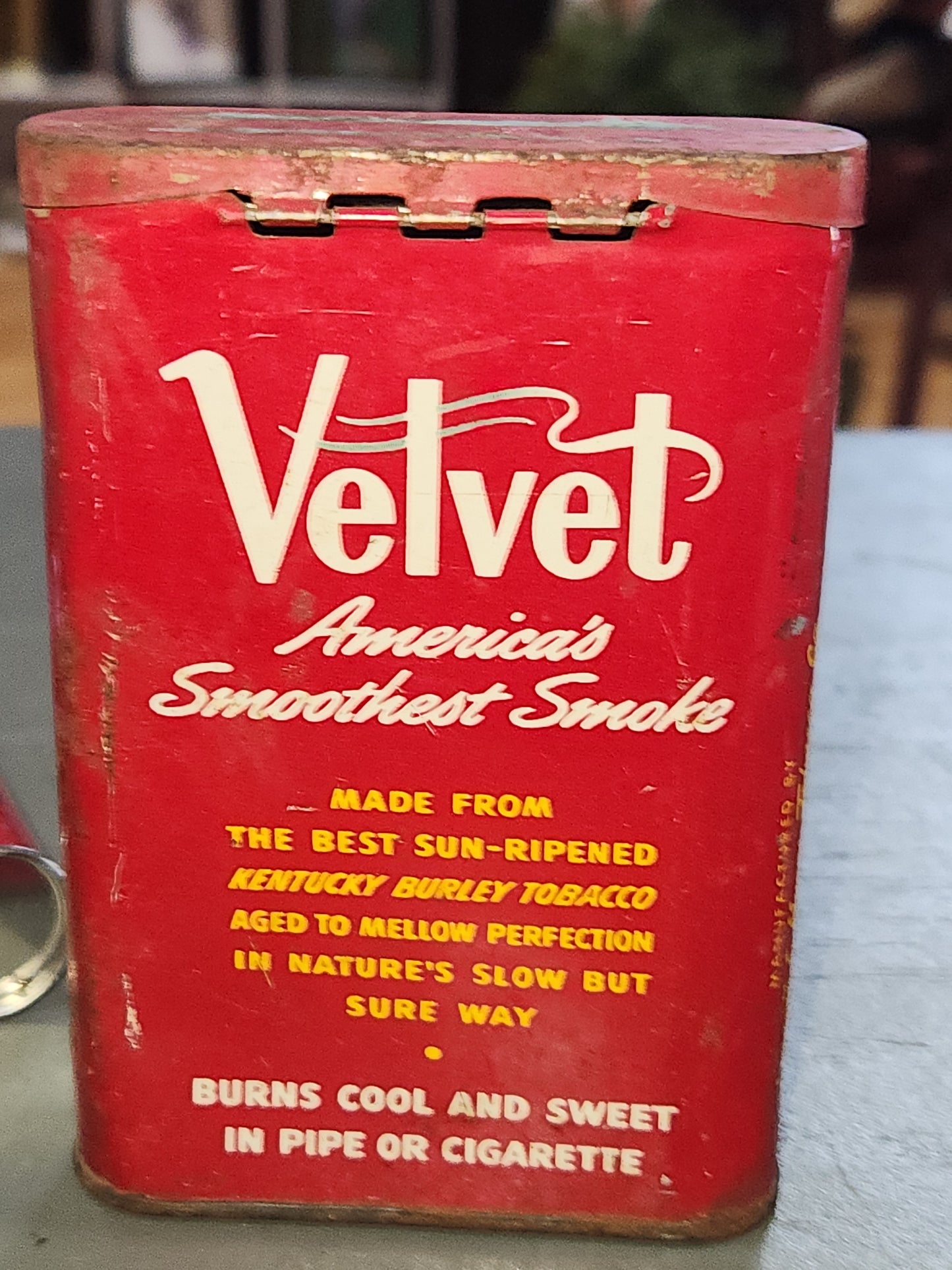 Vintage Tobacco Tins Velvet Pipe & Cigarette Liggett & Myers Set of 2 As Is tin711