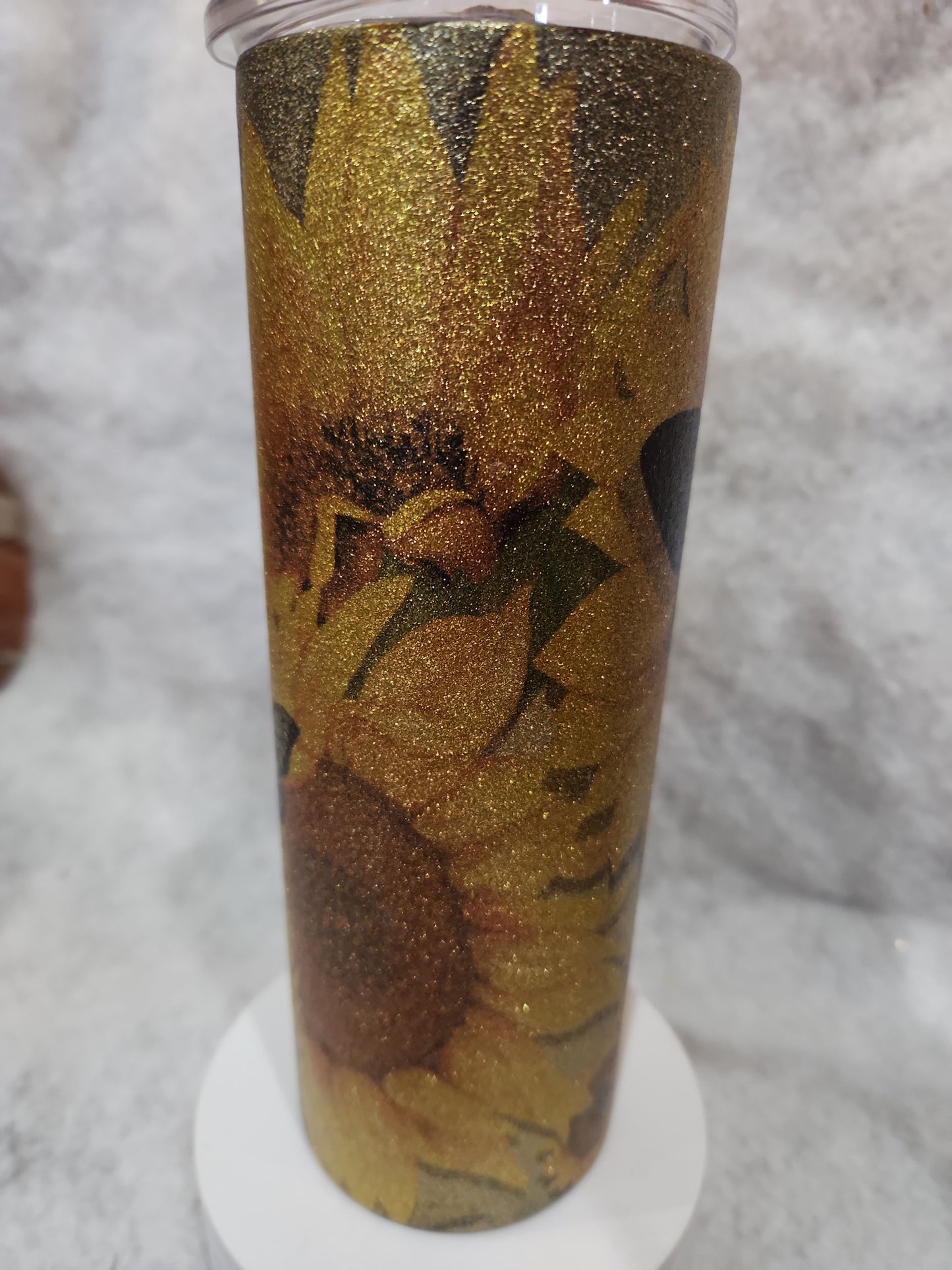 20 Oz Stainless Steel Insulated Glitter Tumbler Butterflies And Sunflowers AS IS 20gb