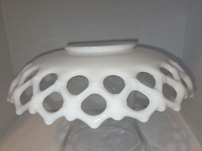 Vintage Westmoreland Milk Glass Bowl Doric Pattern Open Lace mg79