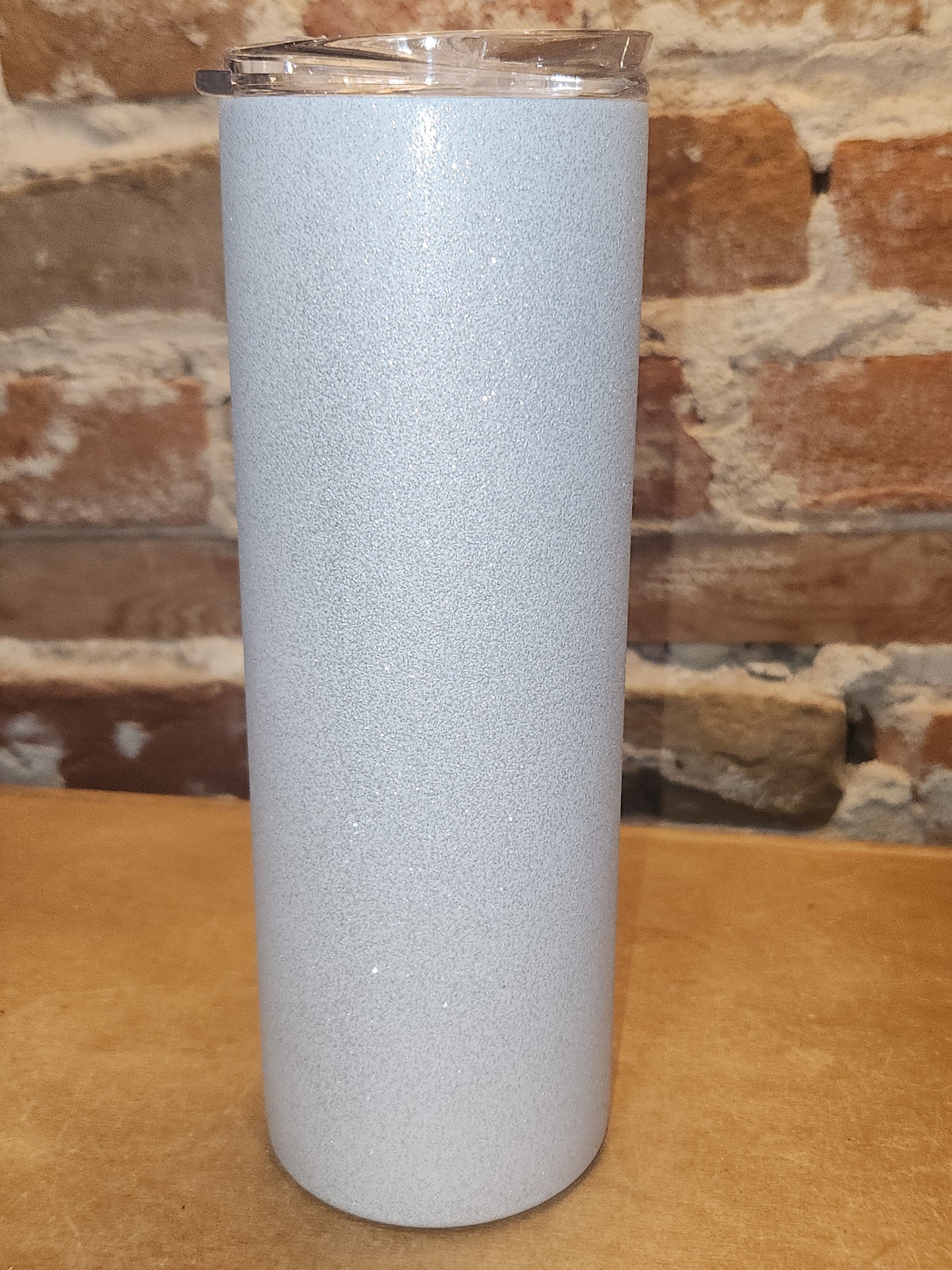 Custom Order 20 oz Skinny Tumbler White Metalic Glitter