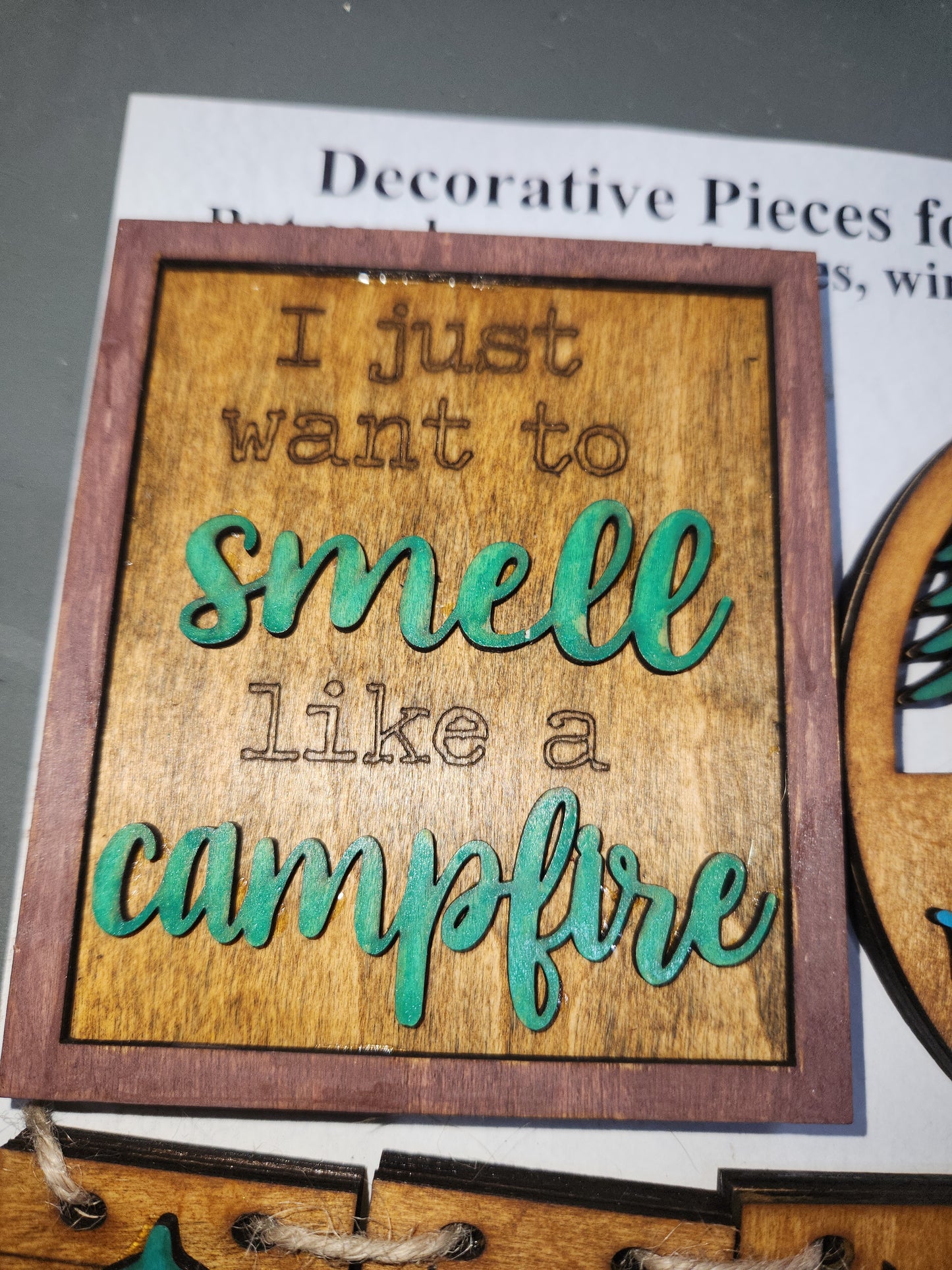 Tier Tray Decorations Handcrafted Camping Camper Adventure Campfire ttm1