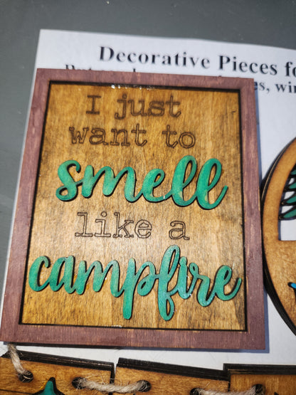 Tier Tray Decorations Handcrafted Camping Camper Adventure Campfire ttm1