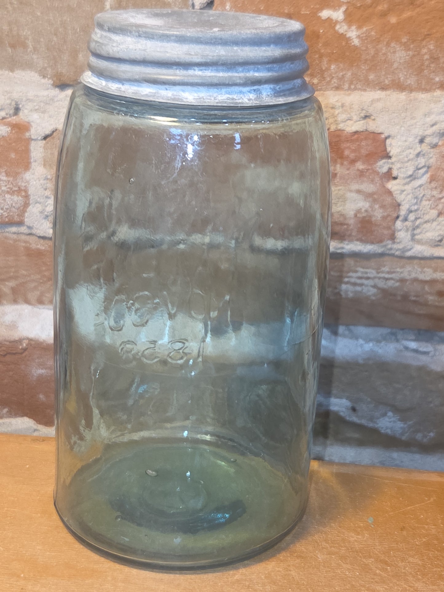 Vintage Mason's Jar Patent Nov 30th 1858 Aqua Glass Zinc Lid jar99