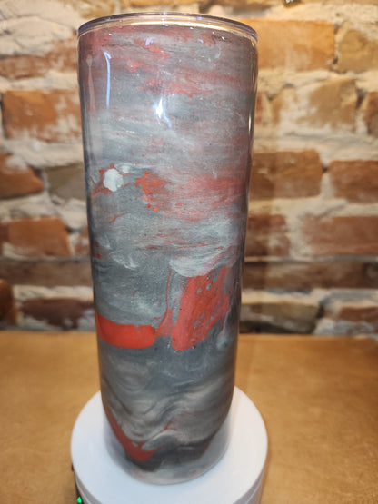 20 ounce stainless steel, Insulated, alcohol ink art Tumbler Red Grey White AS IS CLEARANCE ai23