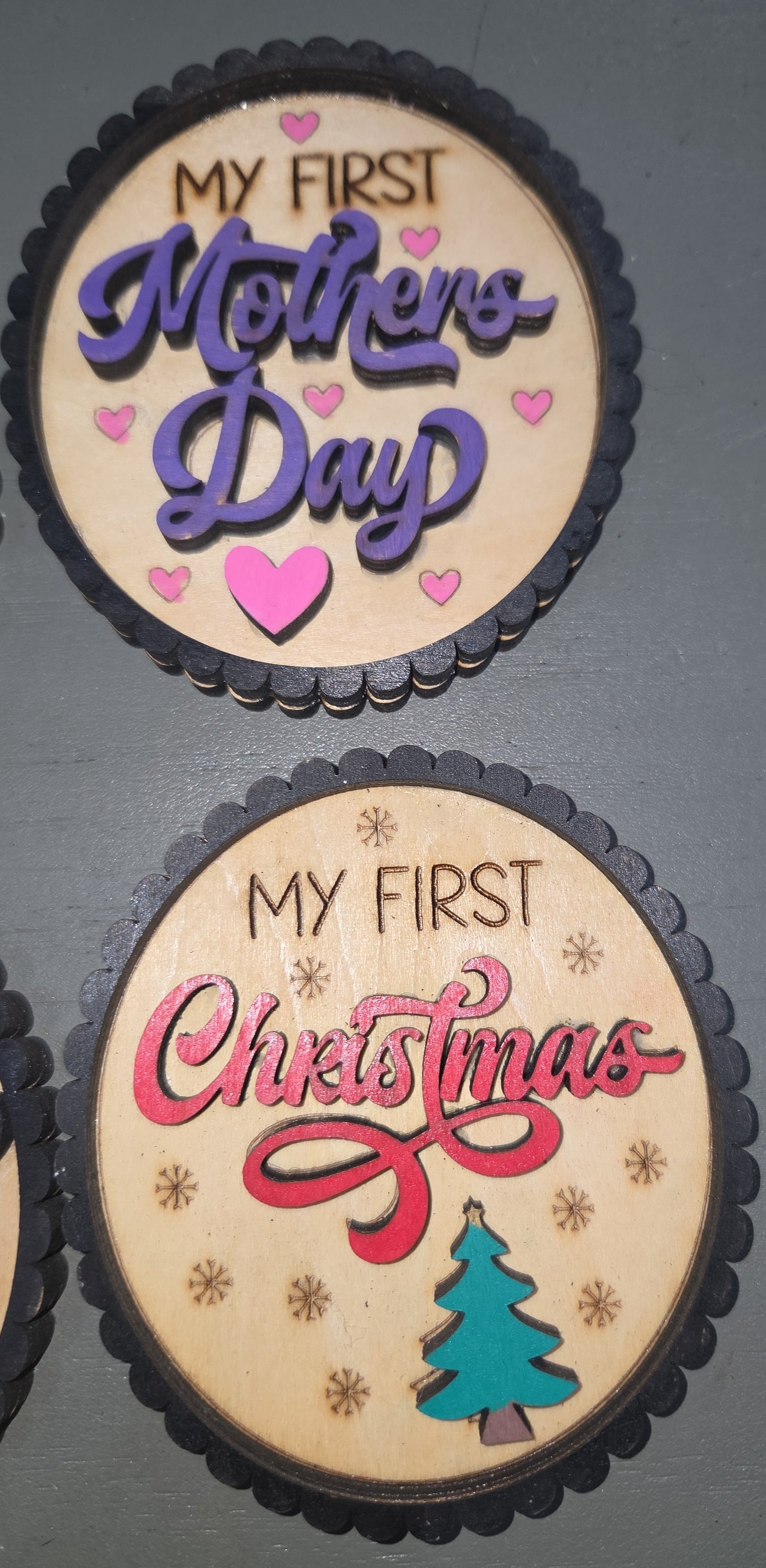 Baby's First Year Holiday Milestone Photo Prop Set of 10 Wooden bp2