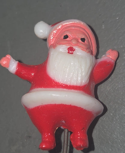 Vintage Miniature Christmas Floral Picks Snowman Santa Angel Set if 4 vc9