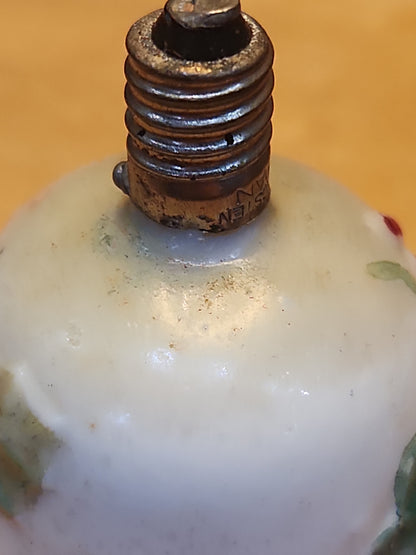 Vintage Bell Light Bulb Christmas Tree Ornament Holly Red Berries Pink Stripe LO1