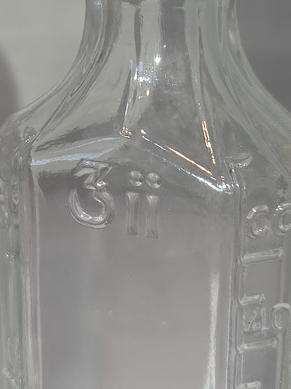 Vintage Glass Medicine Bottles Clear Embossed 3ii and 3 iv Set of 3 bottles Owens Early 1920s vmb65