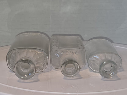Vintage Glass Medicine Bottles Clear Embossed 3ii and 3 iv Set of 3 bottles Owens Early 1920s vmb65