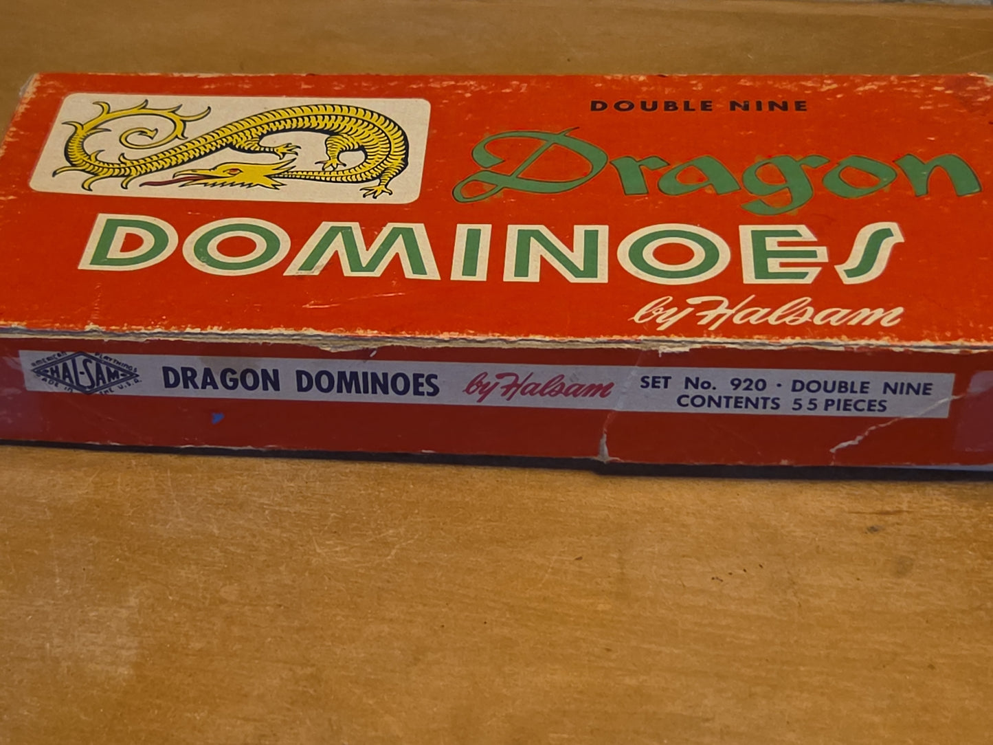 Vintage Dragon Dominoes Double Nine Set No. 920 Halsam AS IS 920
