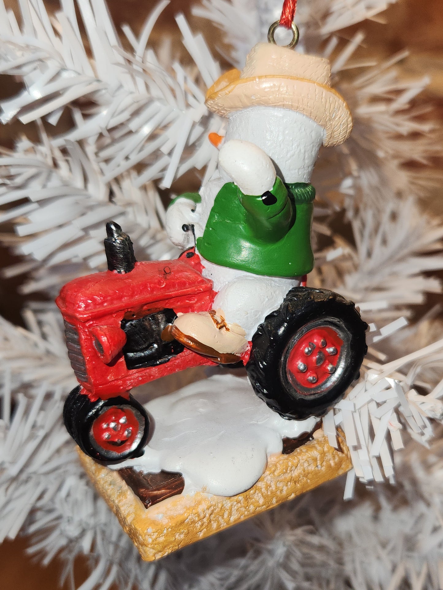 S'Mores Marshmallow Farmer Tractor Ornament mo1