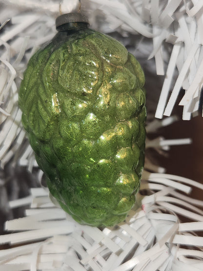 Vintage Antique Figural Glass Ornament Green Grape Cluster Christmas Ornaments for Feather Tree vo5