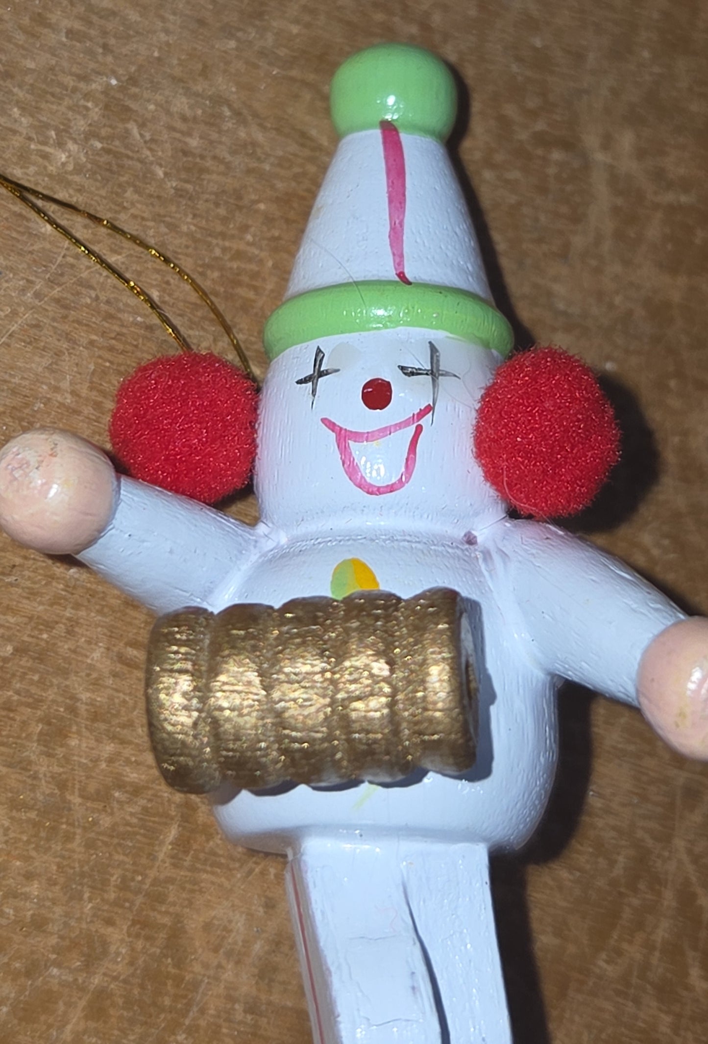 Vintage Wooden Ornament Circus Clowns Set of 4 MCM Kitchy