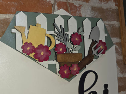 Garden Maroon Flowers Insert for Envelope Door Sign *sign sold seperately* EI29