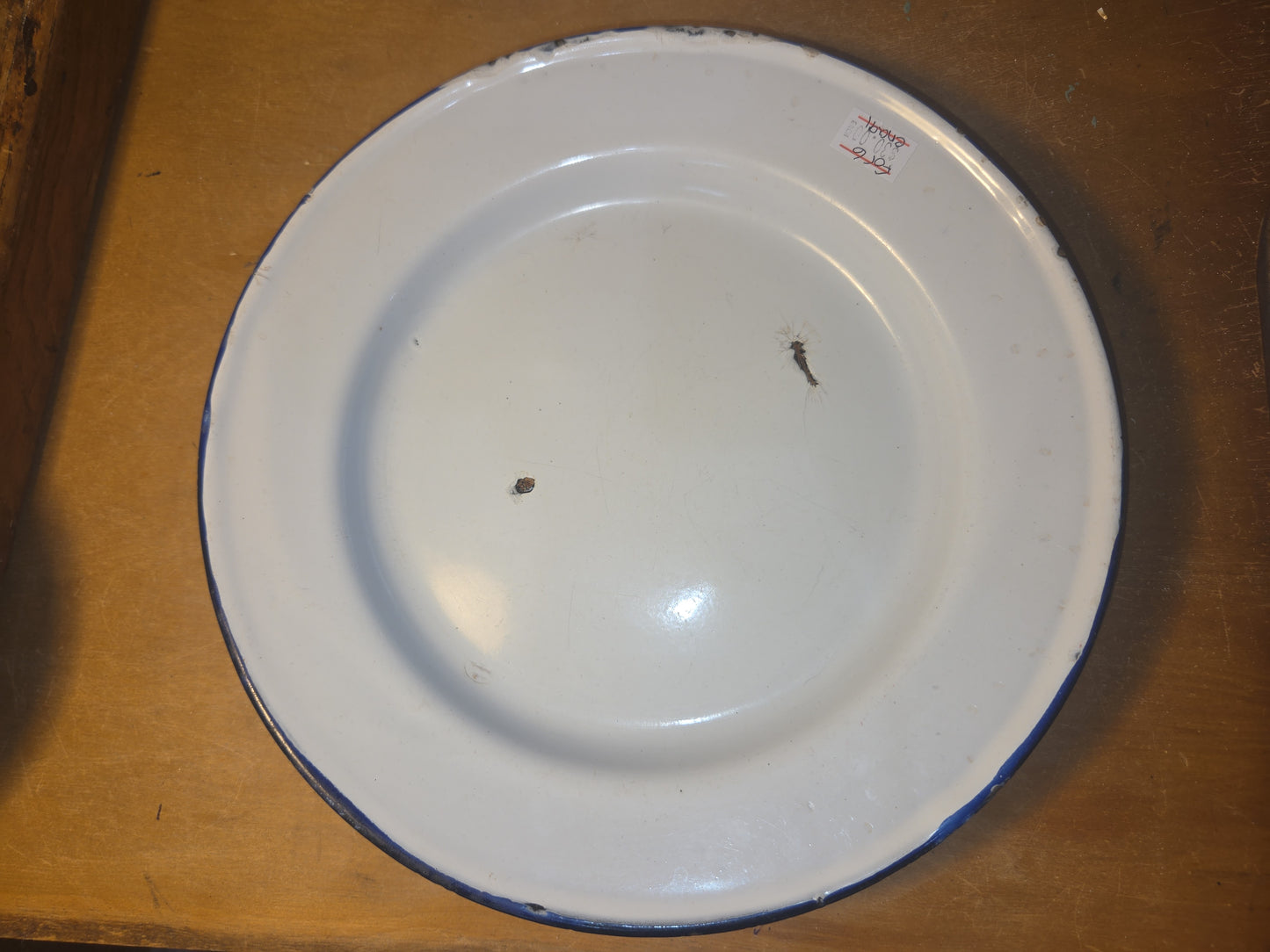 Vintage Set of 6 White Blue Enamel Plates AS IS ena91