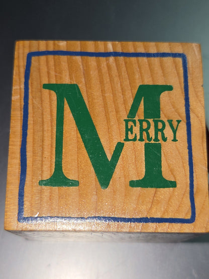 Vintage Hallmark Cards Christmas Ornament Wood Block 1987