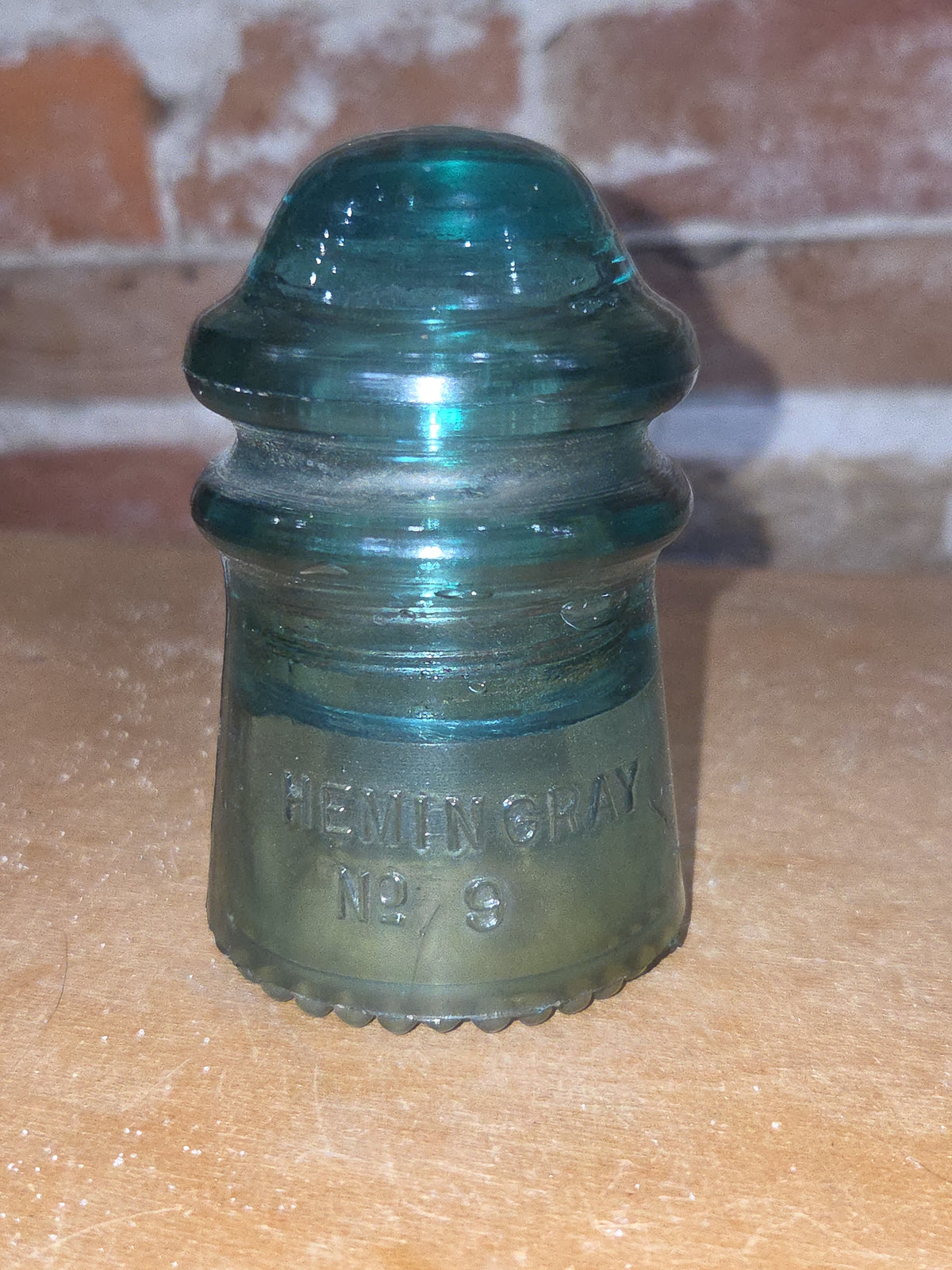 Vintage Insulator Hemingray #9 Teal Blue Green Glass h69t