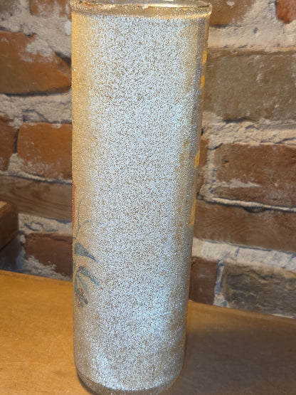 Vintage Sugar Frosted Pillar Glass Candle Holder Cardinal AS IS