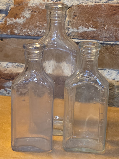 Vintage Medicine Bottles Clear Glass Illinois Glass Company Set of 3 vmb09