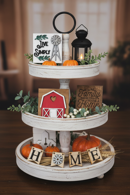Tier Tray Decorations Handcrafted Home Barn Family Small Set tth1