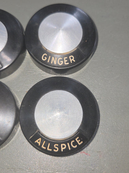 Kromex Vintage Aluminum Spice Set of 8 and Rack alu003