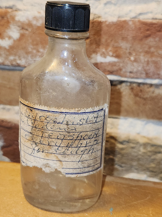 Vintage Medicine Bottle Duraglas Handprinted Label with Plastic Lid vmb99