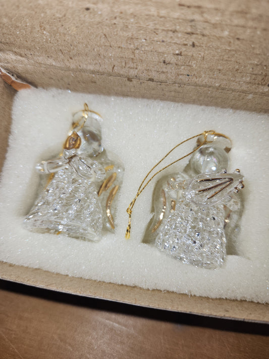 Vintage Giftco Glass Angel Ornaments 2 Different Sets in Original Boxes 5 angels ang91