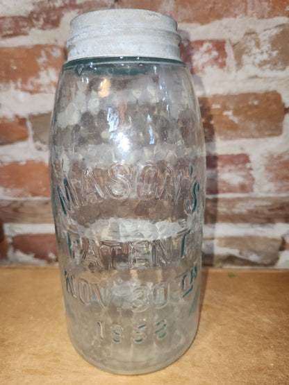 Antique 1/2 Gallon Jar Ball Mason Cornflower Blue 1900-1910 AS IS Chip jar76