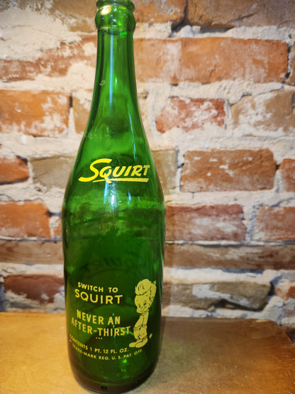 Vintage Soda Bottle Duraglas Squirt Large Green Glass Never An After-Thirst 1 Pint 12 Ounces