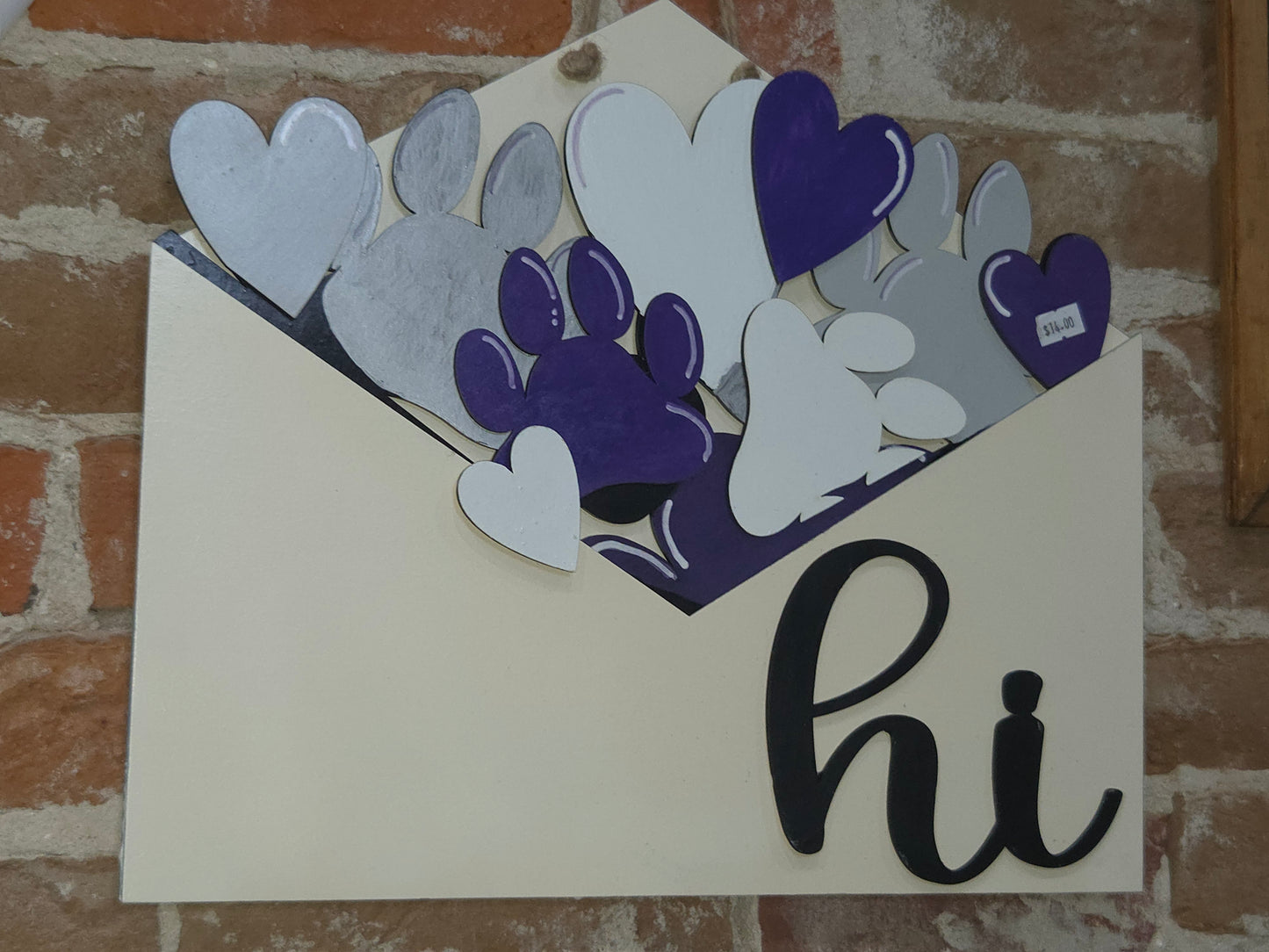 Paw Print Dog Cat Purple Silver White Black Insert for Envelope Door Sign *sign sold seperately* EI6