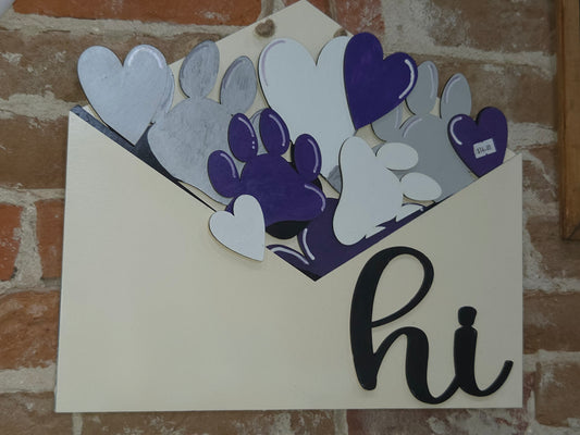 Paw Print Dog Cat Purple Silver White Black Insert for Envelope Door Sign *sign sold seperately* EI6