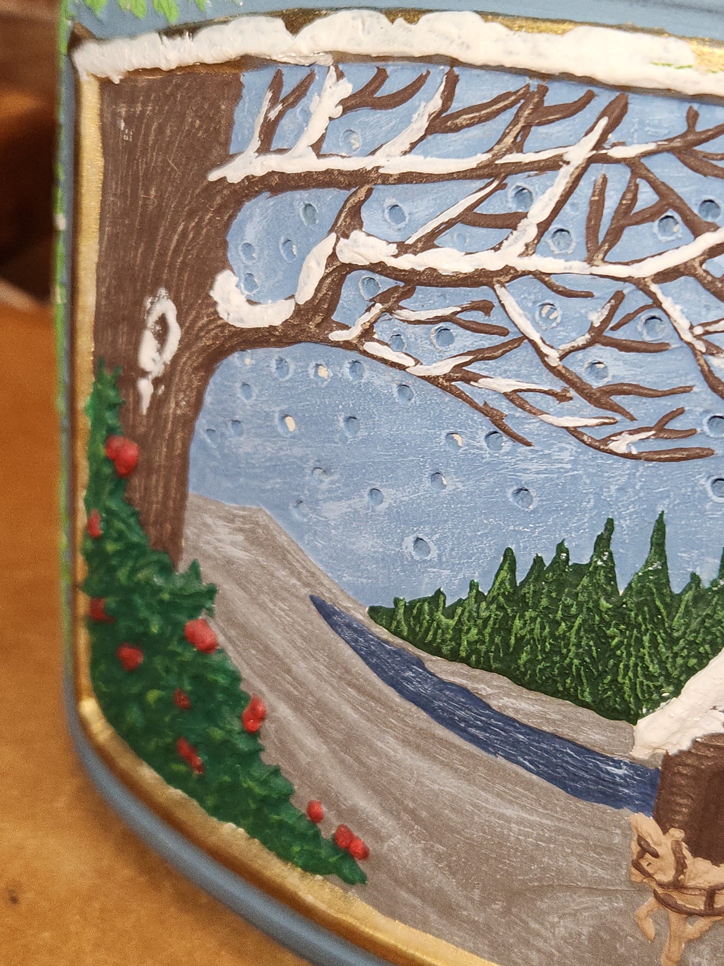 Vintage Ceramic Canister Night Light Covered Bridge Horse Pinecone AS IS nl9