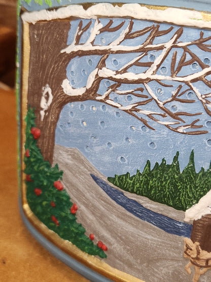 Vintage Ceramic Canister Night Light Covered Bridge Horse Pinecone AS IS nl9