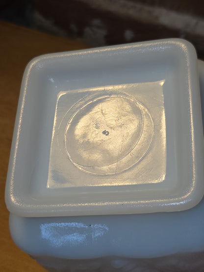 Vintage Anchor Hocking Milk Glass Footed Square Planter Candy Trinket Dish mg8