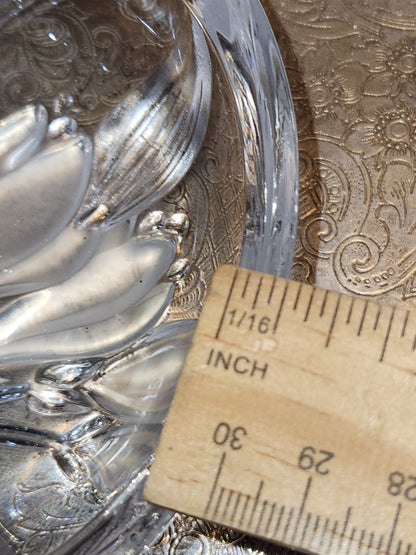 Vintage Mikasa Pressed Glass Parisian Iris Candy Dish Flowers Clear and Frosted gl08