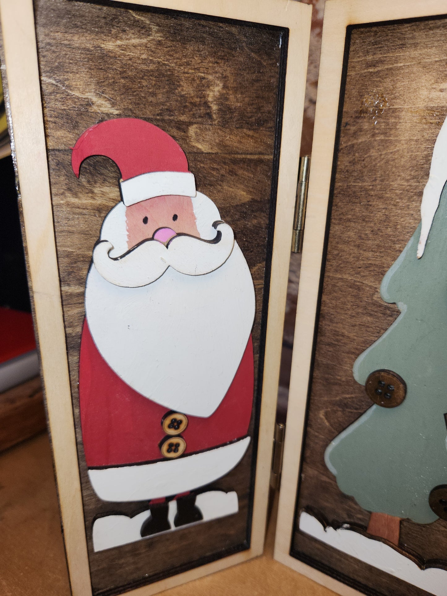 Trio Frame Decor Christmas Santa Reindeer 10 1/2"  tt81