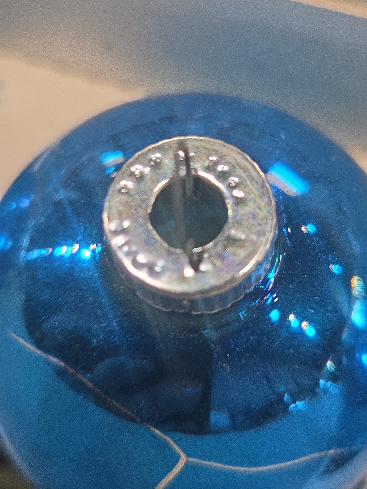 Vintage Shiny Brite Glass Christmas Ornaments Five 3" Blue Shades in Fanci-Pak Box As Is sb9