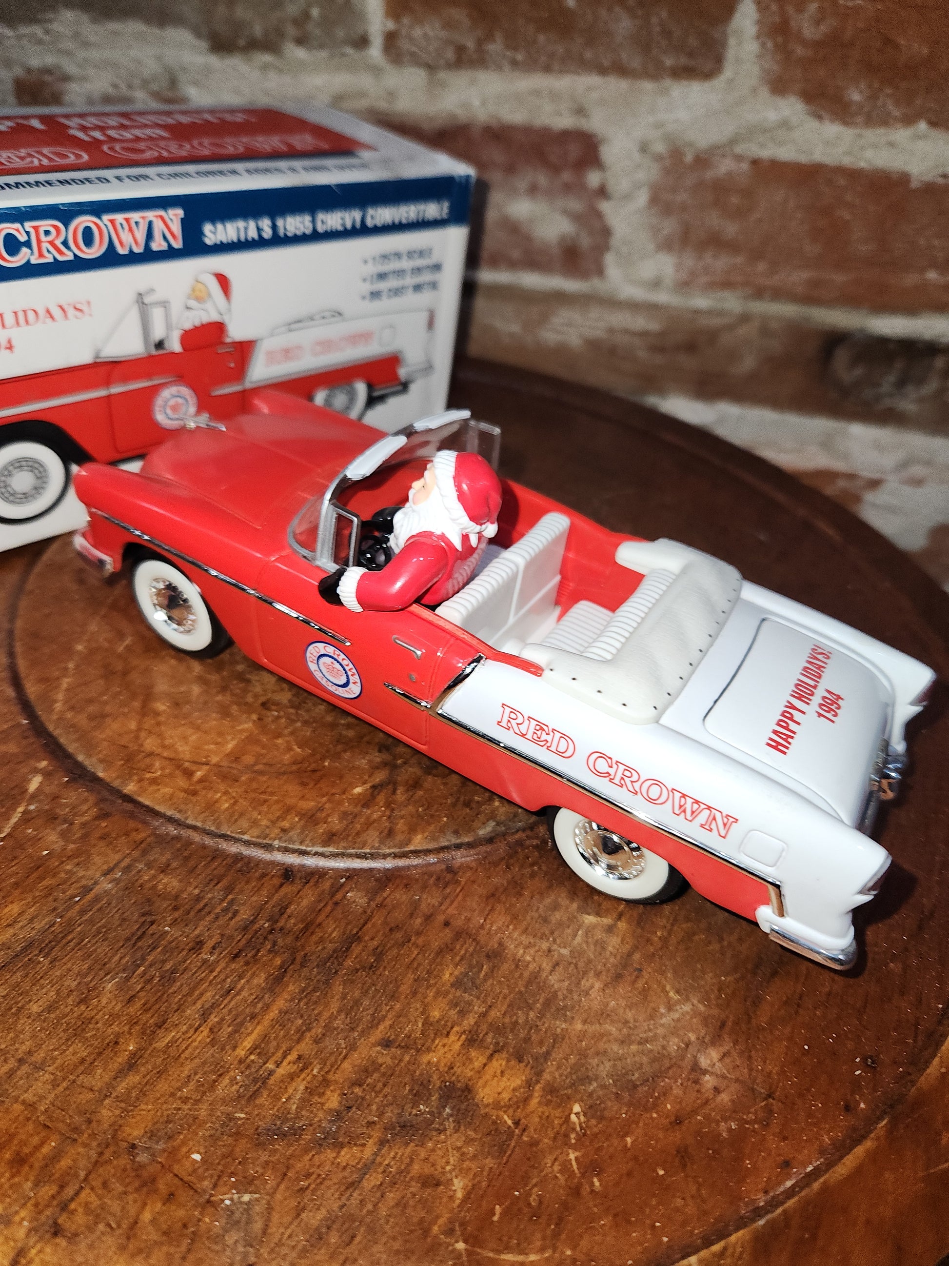 Vintage Liberty Classics Red Crown Gasoline Santa's 1955 Chevy Convertible 1/25th Scale Limited Edition Die Cast Metal. Coin Bank. 1994 car12