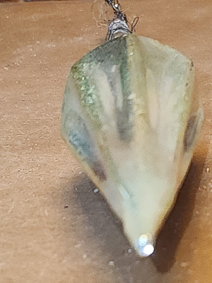 Vintage German or Poland 10” Glass Gold Parasol Ornament Folded Umbrella OO1