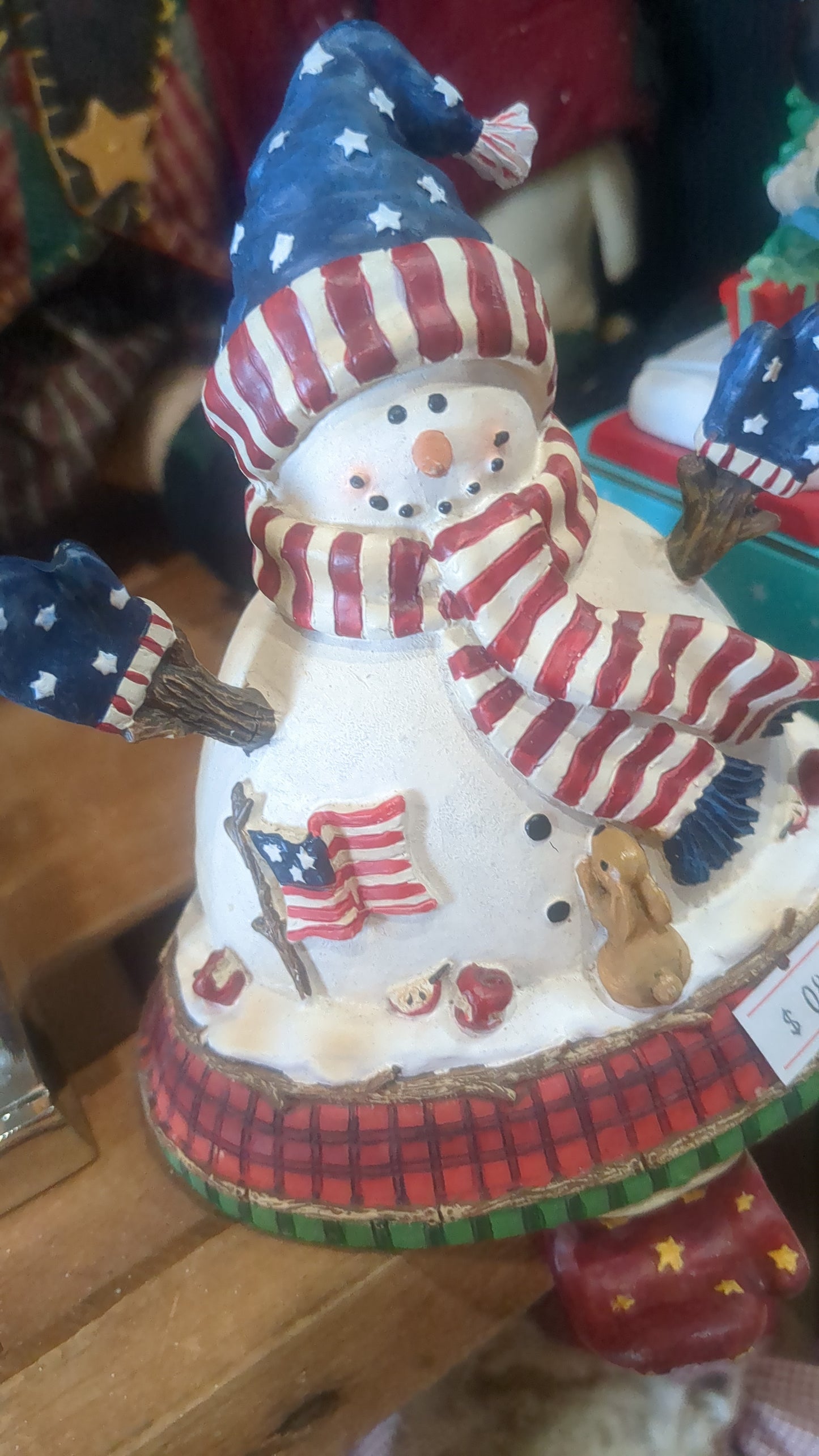 Stocking Holder Patriotic Snowman Rabbit Flag Apple