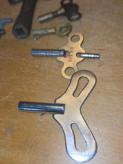 Vintage Keys Set of 8 Clock Winding Skeleton Brass West Germany