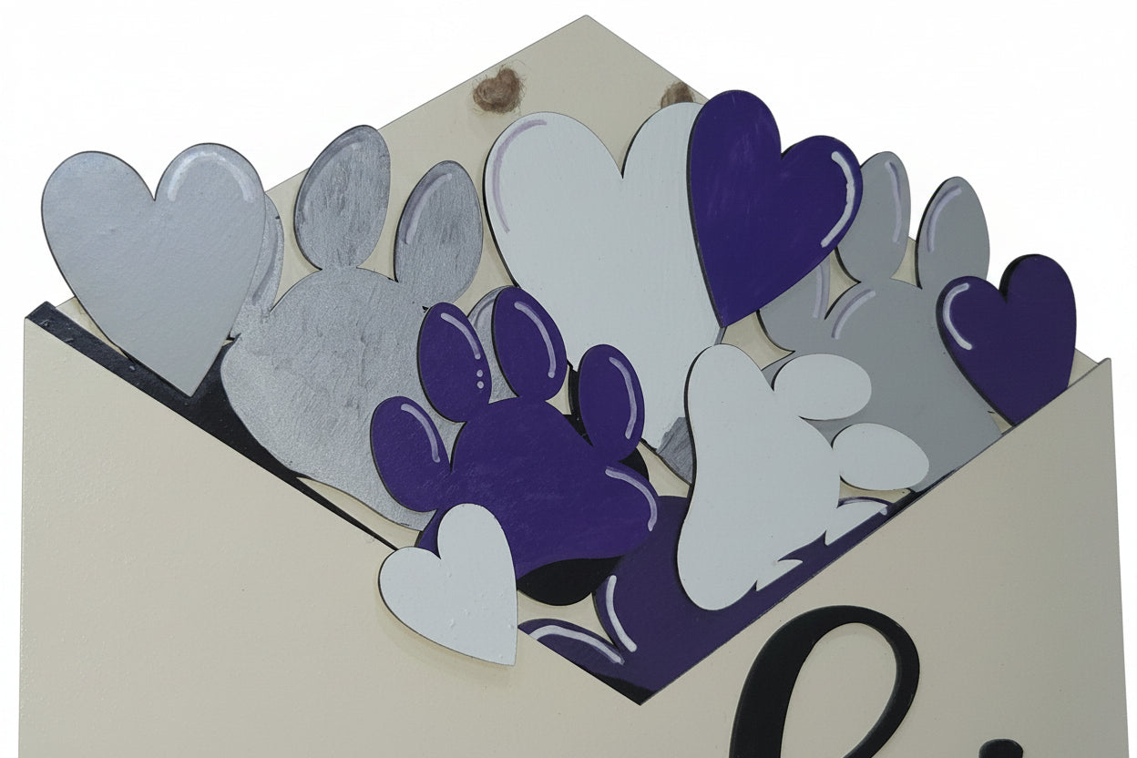 Paw Print Dog Cat Purple Silver White Black Insert for Envelope Door Sign *sign sold seperately* EI6