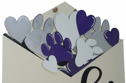 Paw Print Dog Cat Purple Silver White Black Insert for Envelope Door Sign *sign sold seperately* EI6